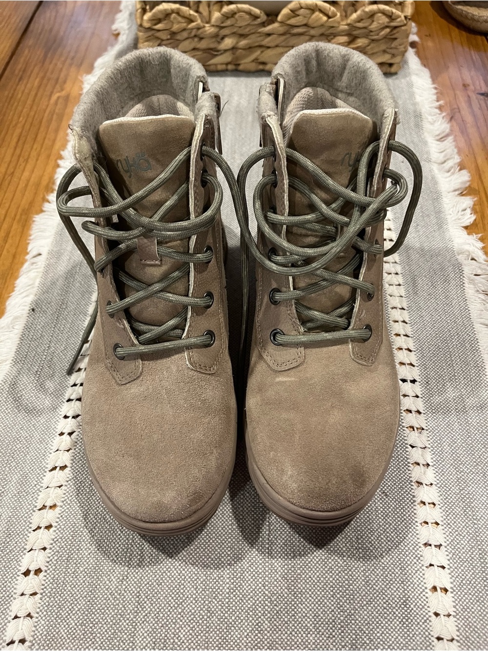 Ryka Brunswick Taupe Suede and leather water repellent Lace-Up Boots
